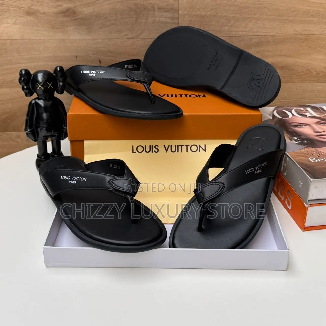 Louis Vuitton Quality Luxury Men Genuine Leather Slippers
