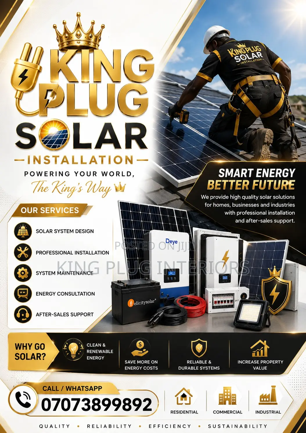 Solar Installation | Inverter | Solar Panels | Battery | King Plug