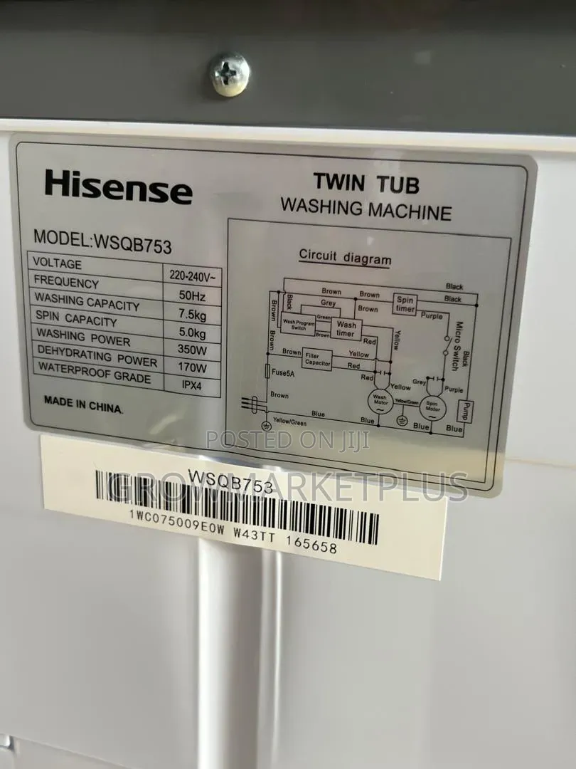 Hisense 7.5KG Twin Tub Washing Machine – WSQB 753
