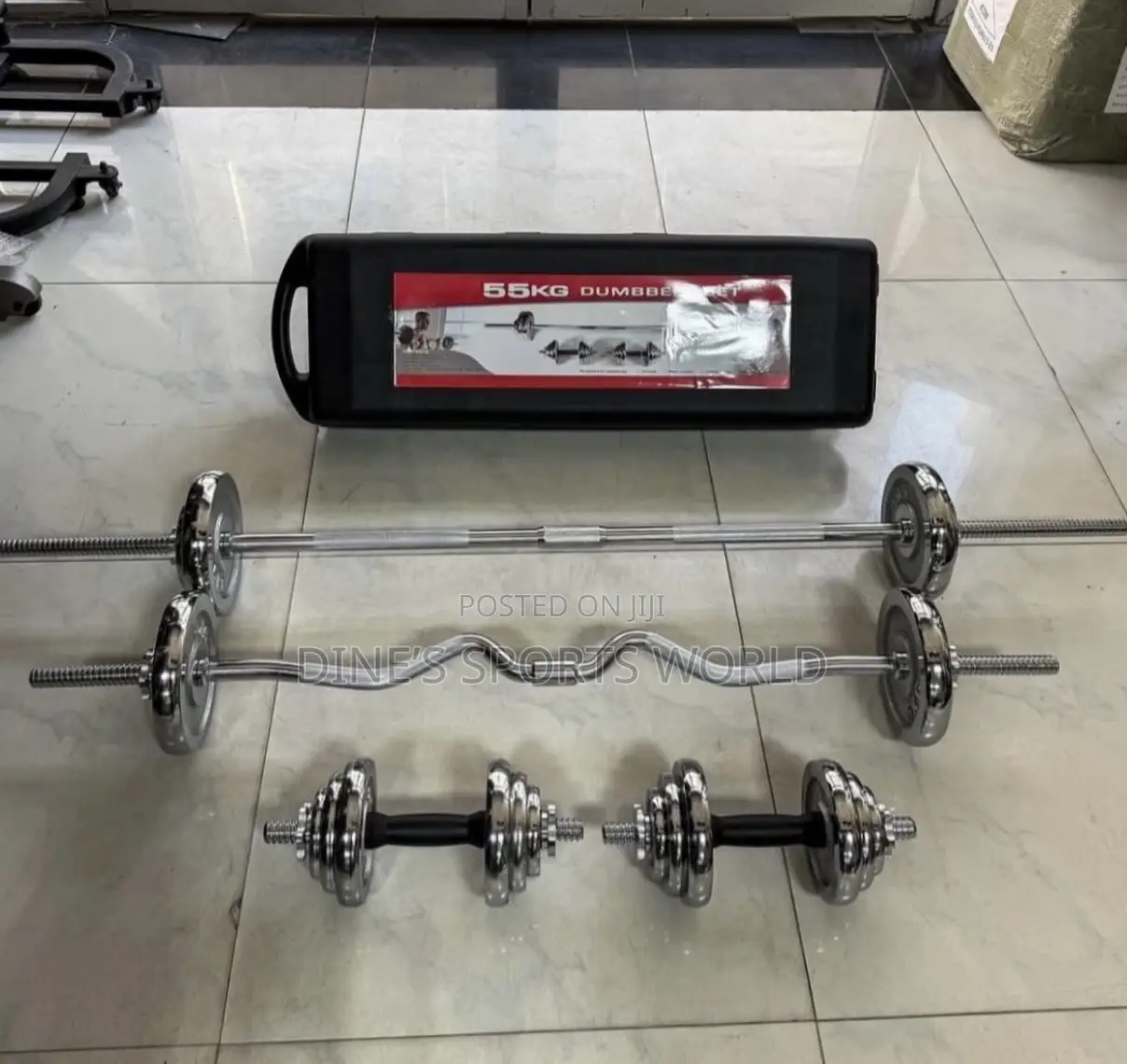 55kg Chrome Dumbbell Set Adjustable