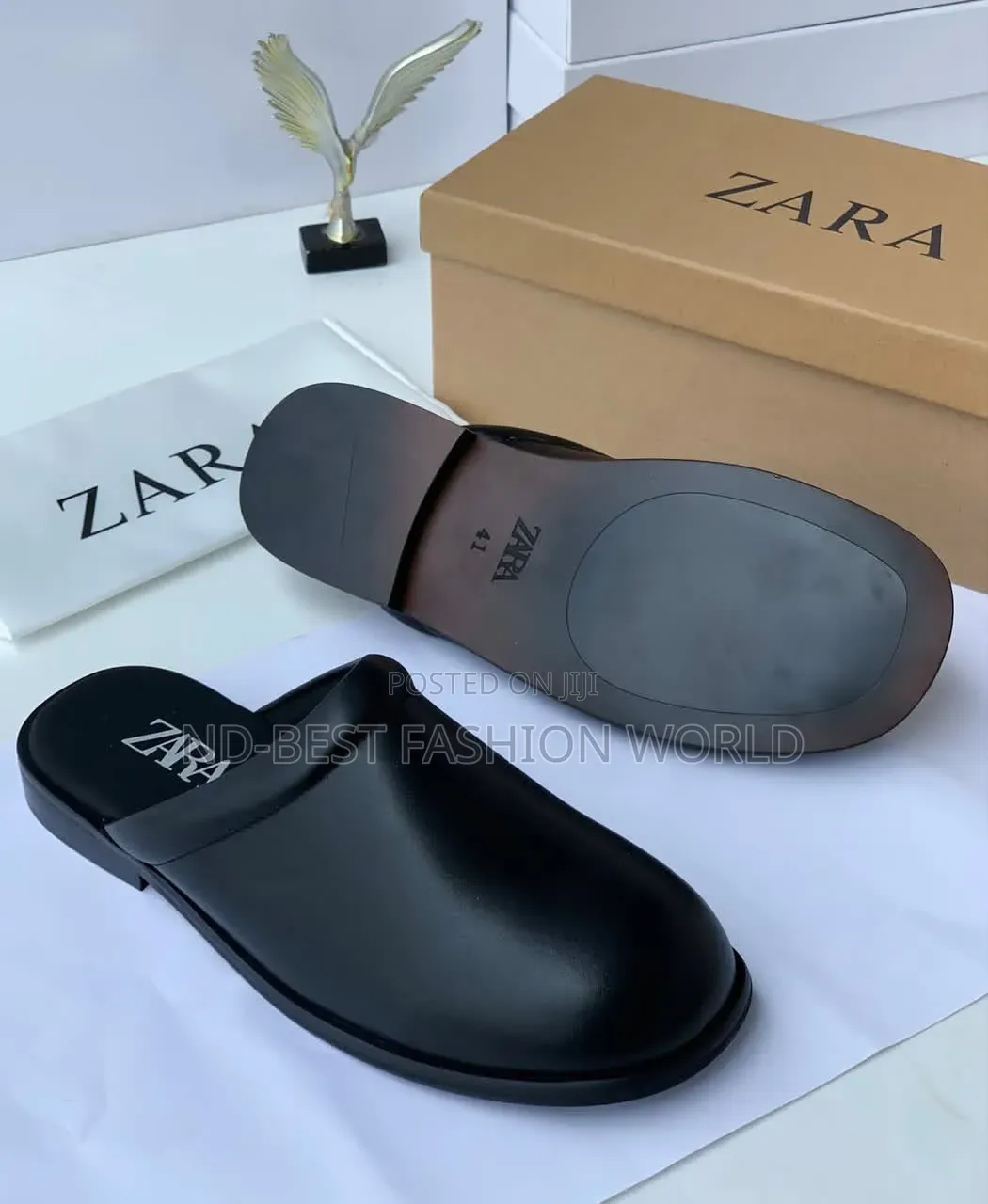 Black Leather Zara Half Shoe