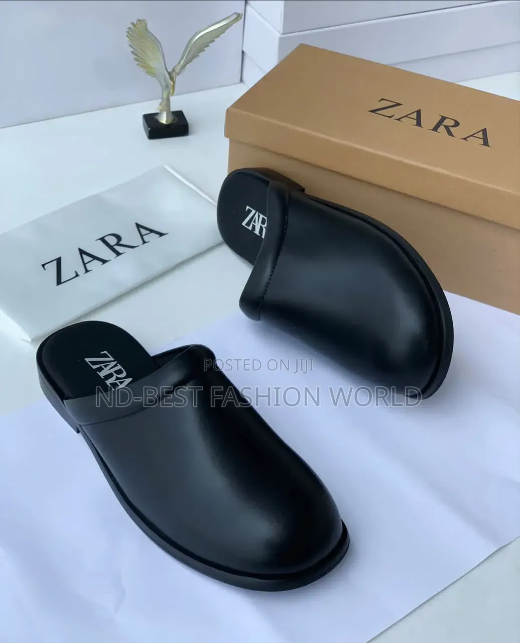 Black Leather Zara Half Shoe