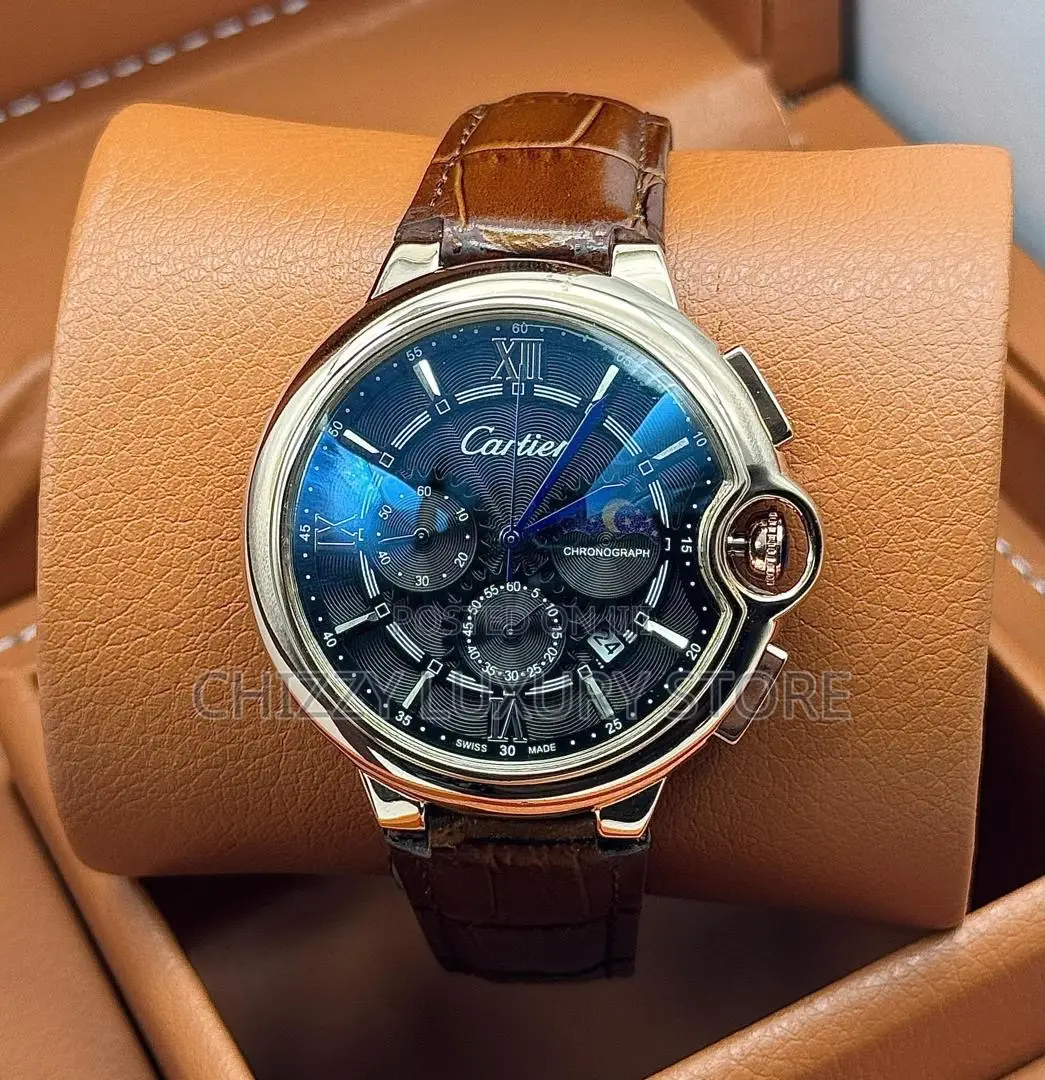 Cartier Quality Men Genuine Leather Wristwatch