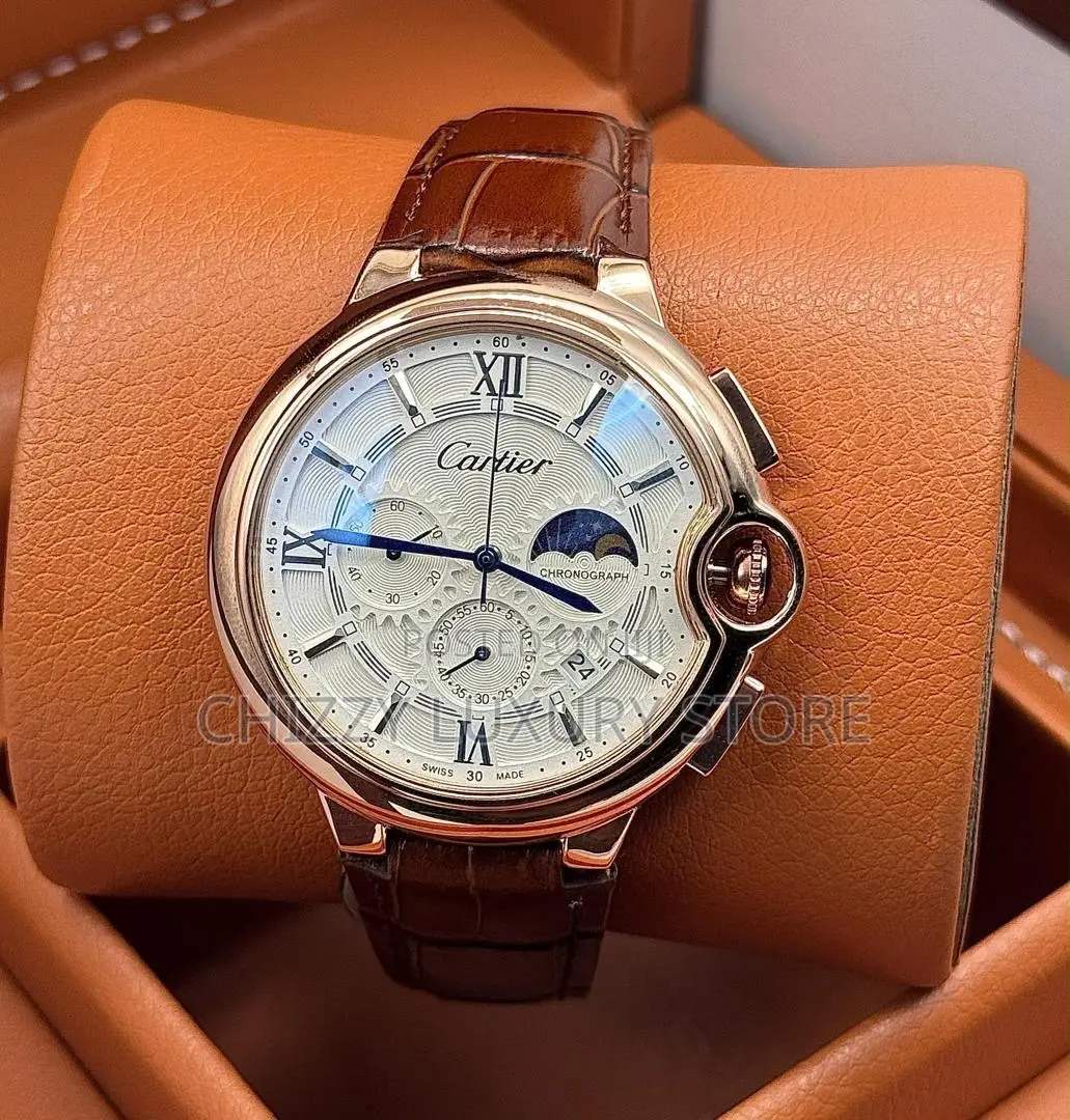 Cartier Quality Men Genuine Leather Wristwatch