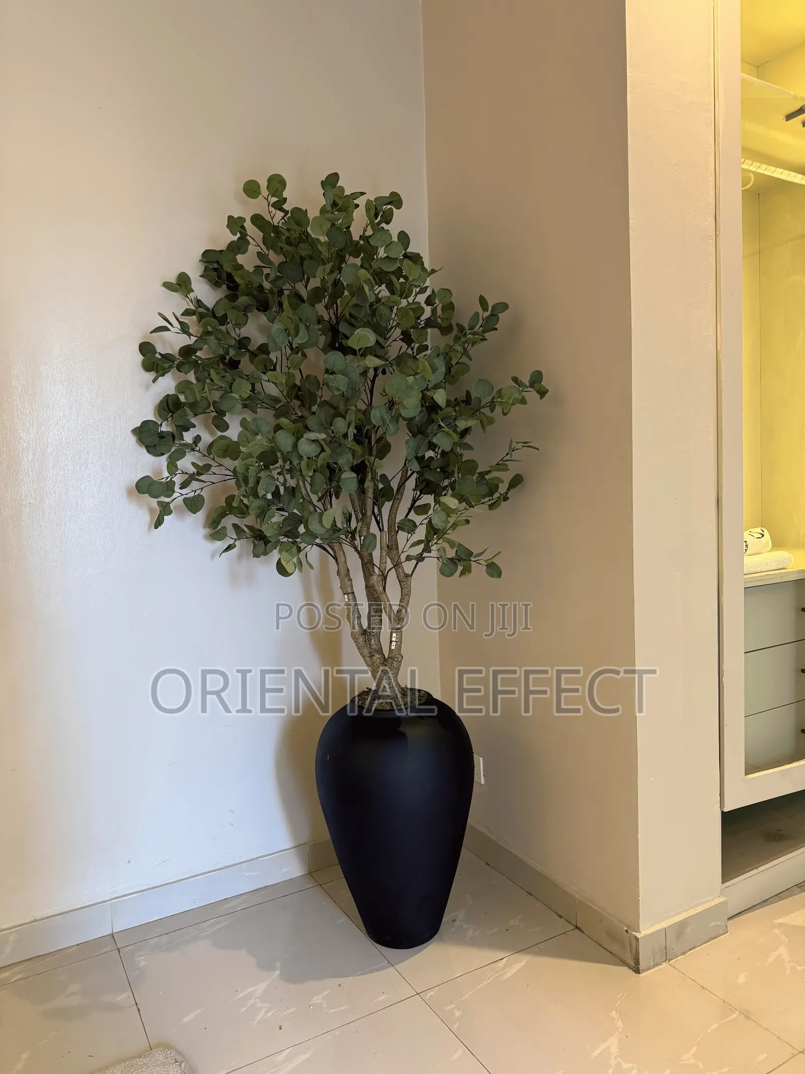 Matte Black Small Odel Pot I Artificial Eucalyptus | Artificial Plants