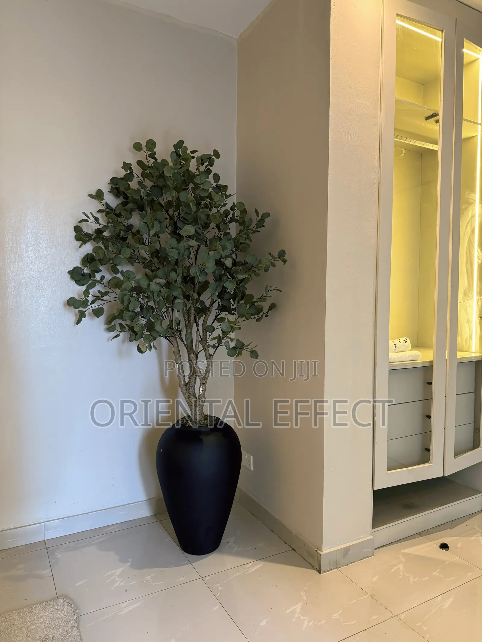 Matte Black Small Odel Pot I Artificial Eucalyptus | Artificial Plants