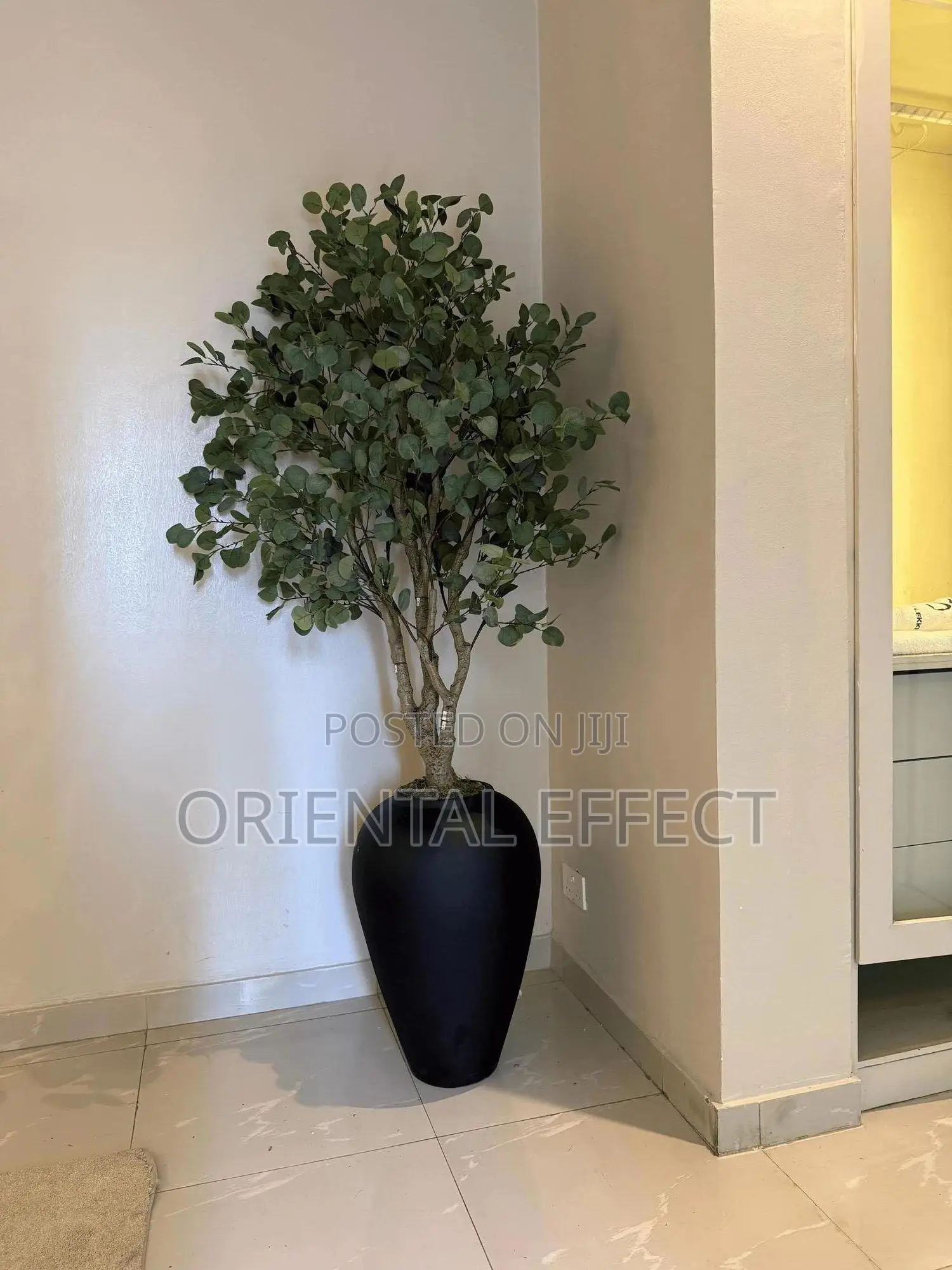 Matte Black Small Odel Pot I Artificial Eucalyptus | Artificial Plants