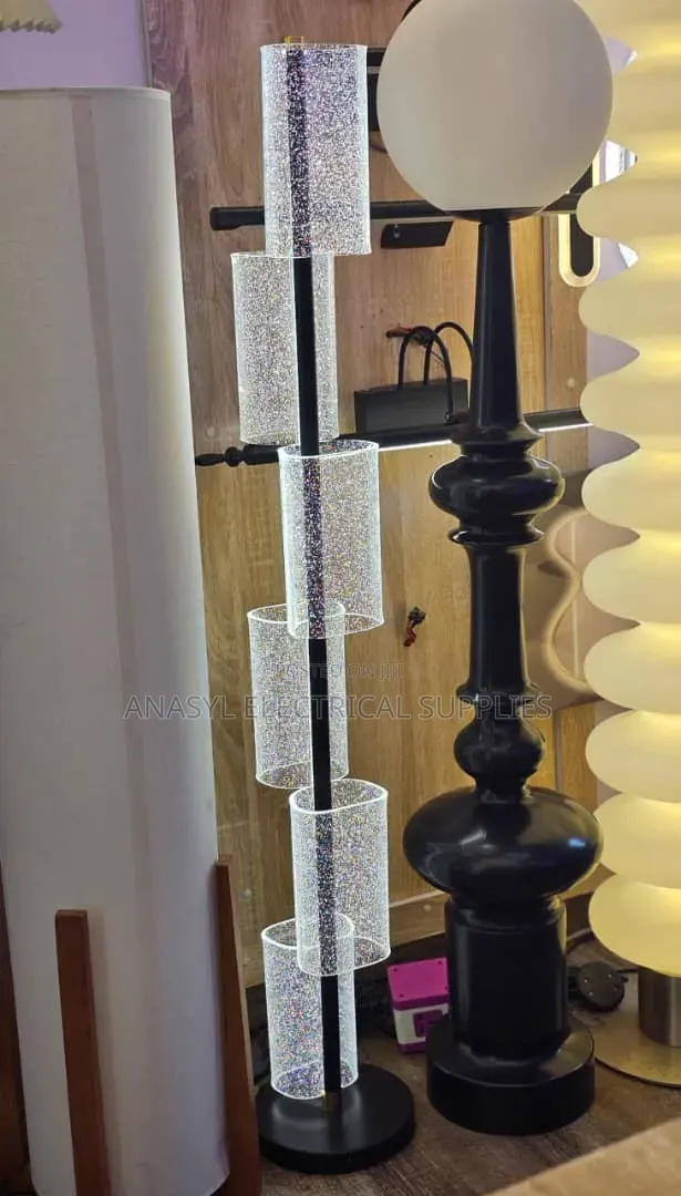 Anasyl 3 Colors 5ft Tall Modern Bubble Glass Cylinder Floor Lamp