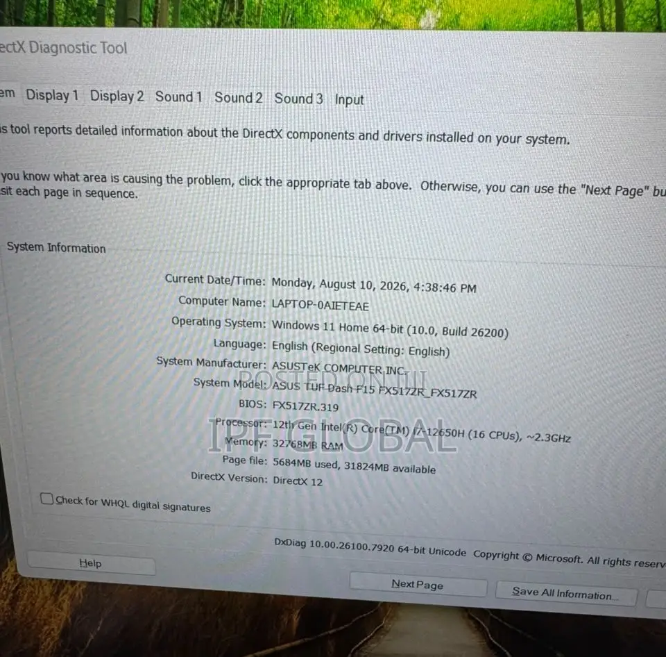 Laptop Asus TUF Dash F15 16GB Intel Core i7 SSD 512GB