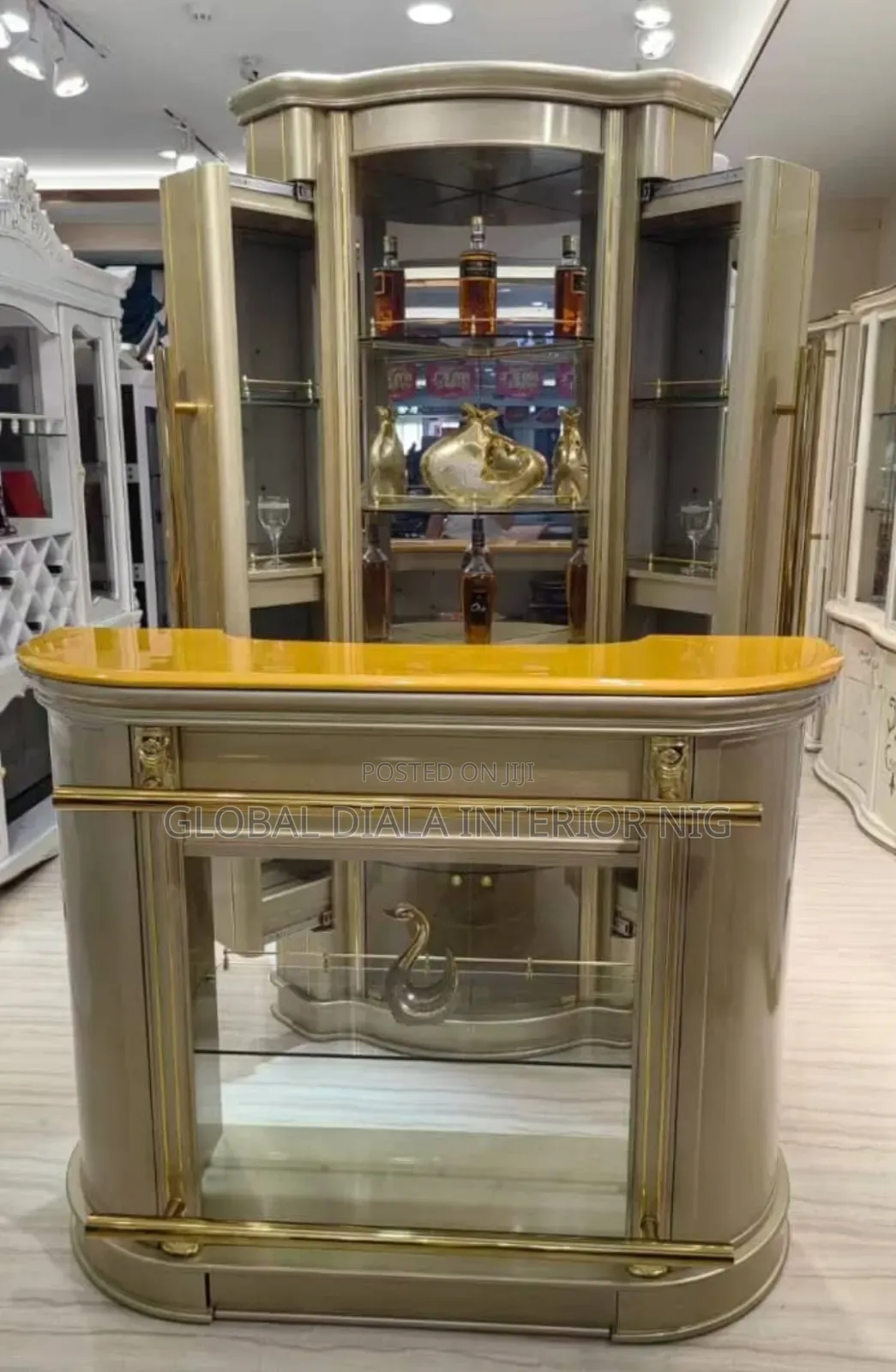 Luxury Royal Bar and Stand in an Elegant Champagne-Gold