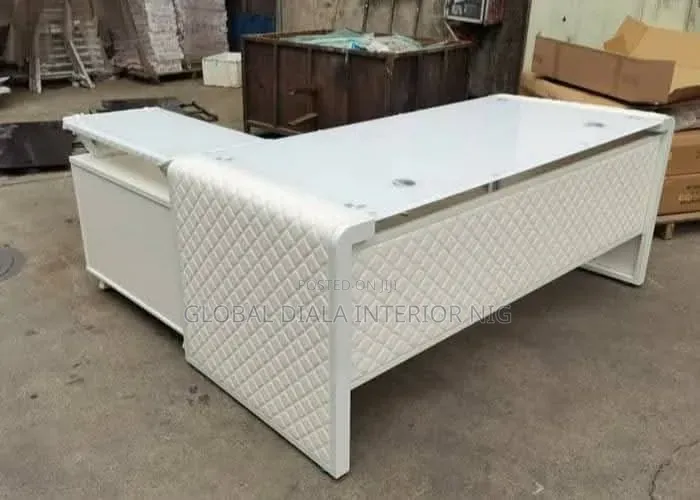 White Modern Executive L-Shaped Office Desk