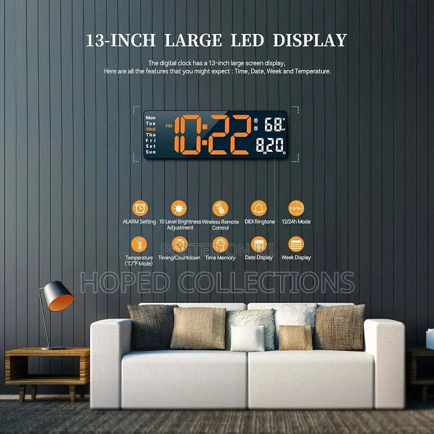 Big Digital Wall Led Clock With Remote