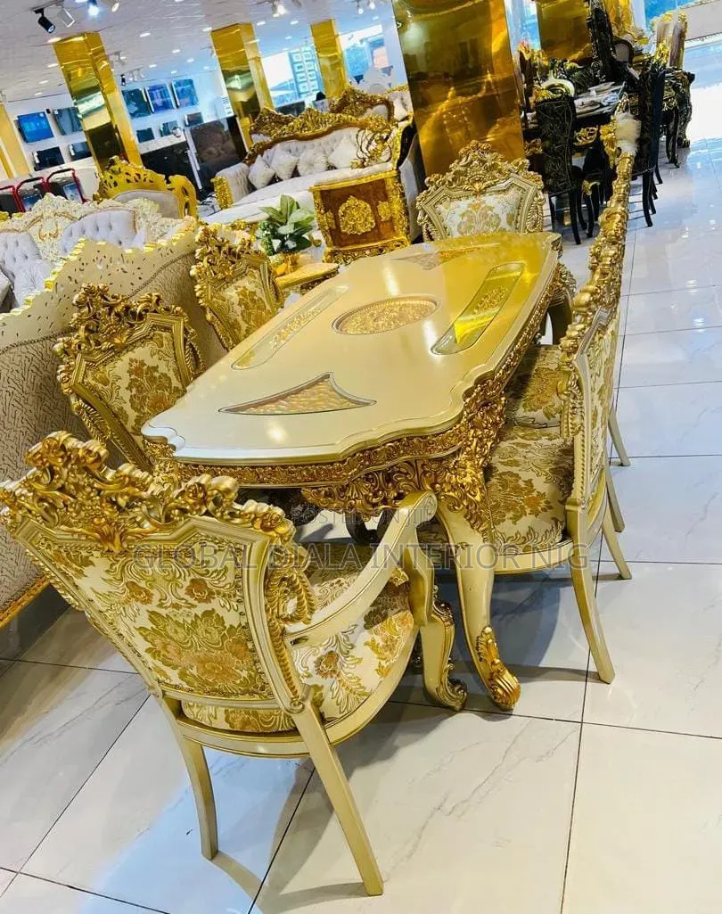 Luxury 6-Seater Gold-Finish Royal Dining Set