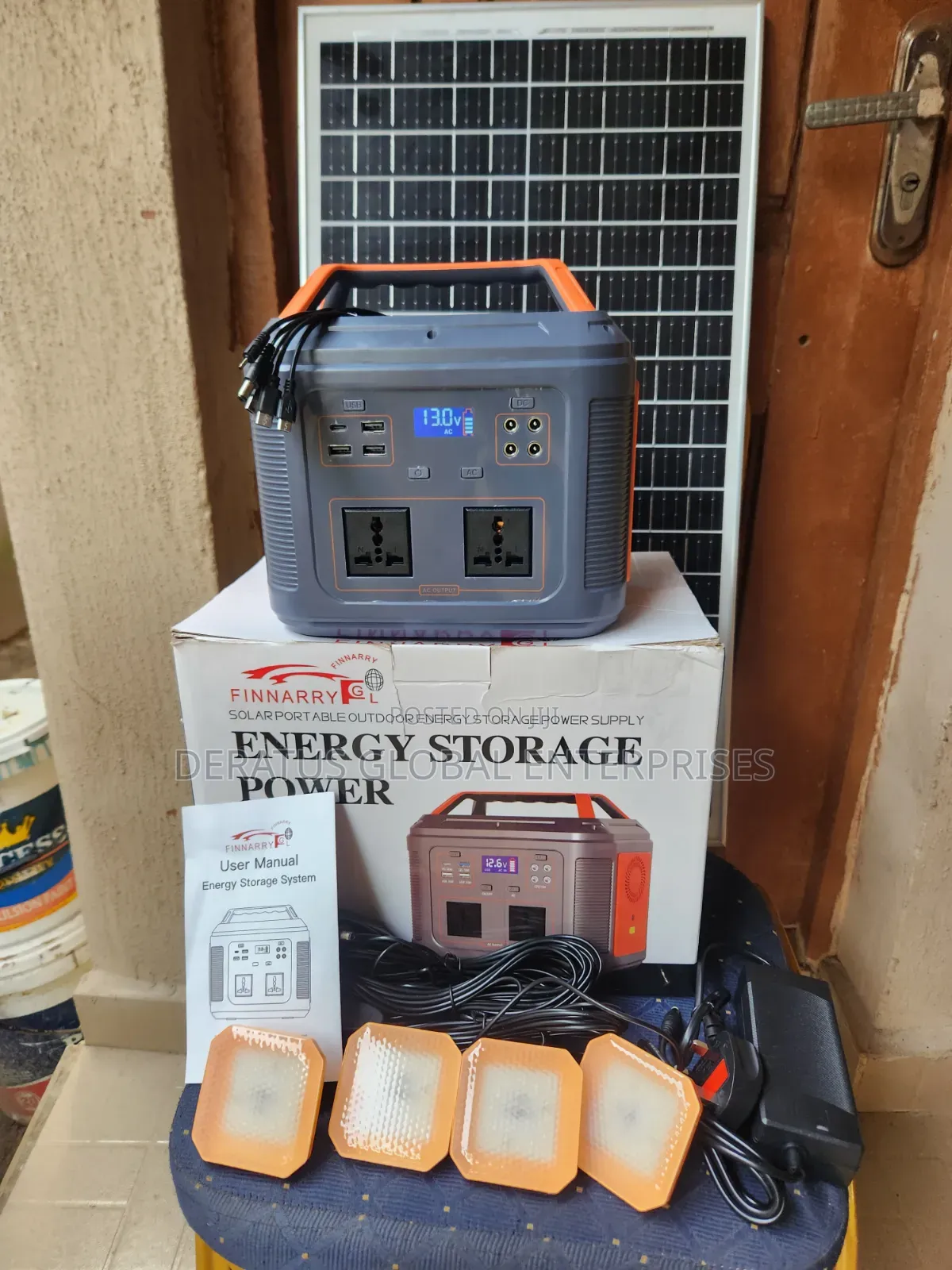 350W Solar Power Supply With Panel 4 DC Lights