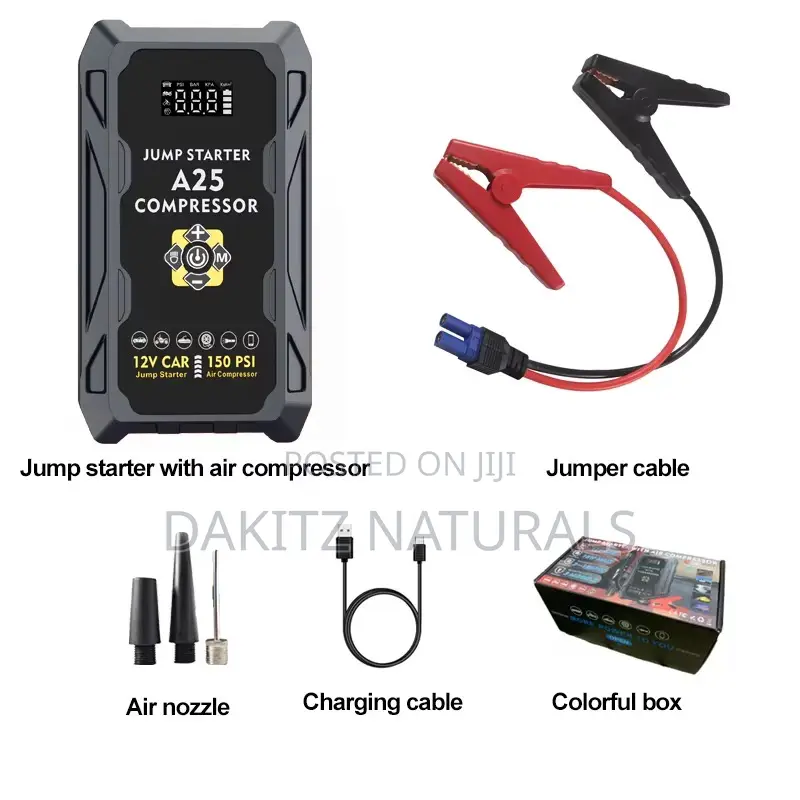 Car Jump Starter With Air Compressor + Powerbank (4in1)