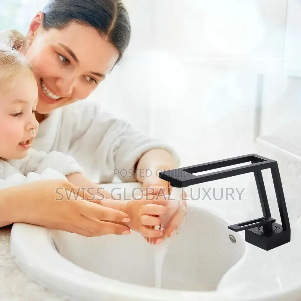 Open Head Design Black Basin Mixer Tap