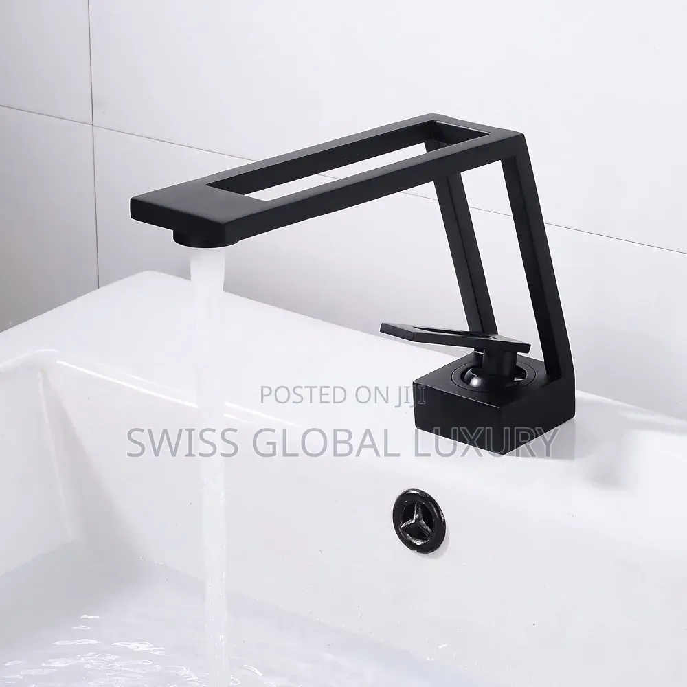 Open Head Design Black Basin Mixer Tap