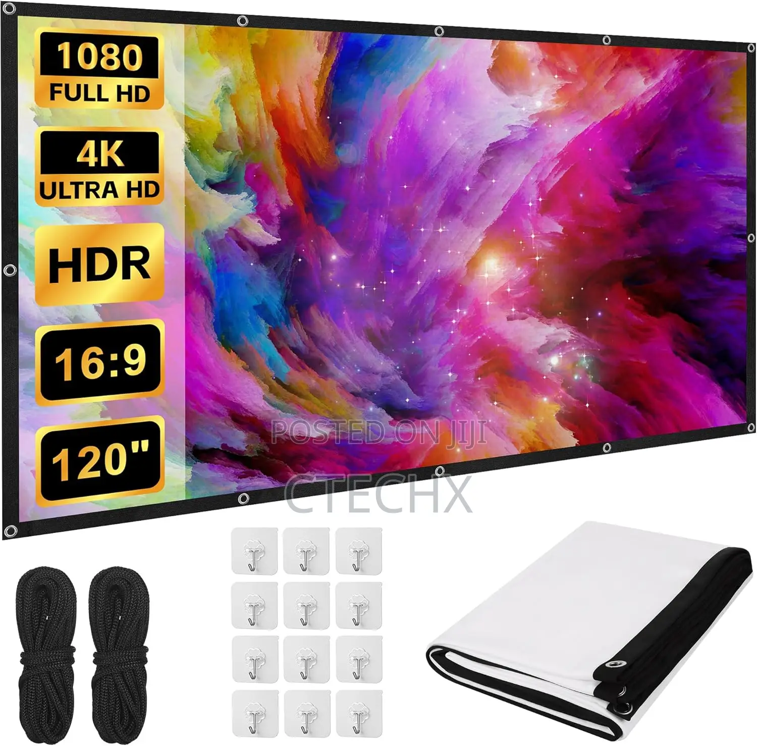 120 Inch Projector Screen , Foldable Anti-Crease, Outdoor Indoor