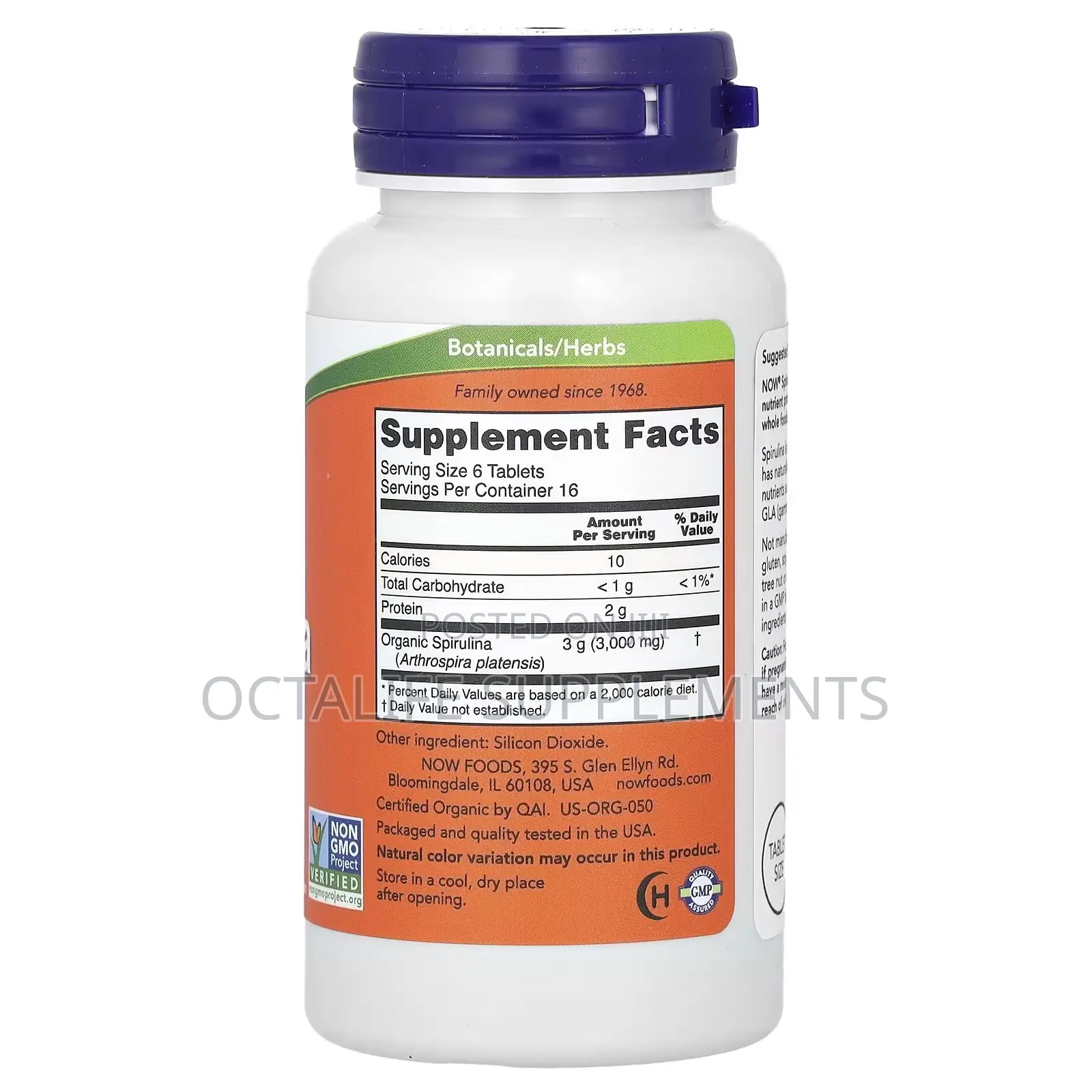 NOW Foods, Certified Organic Spirulina, 500 Mg, 100 Tablets