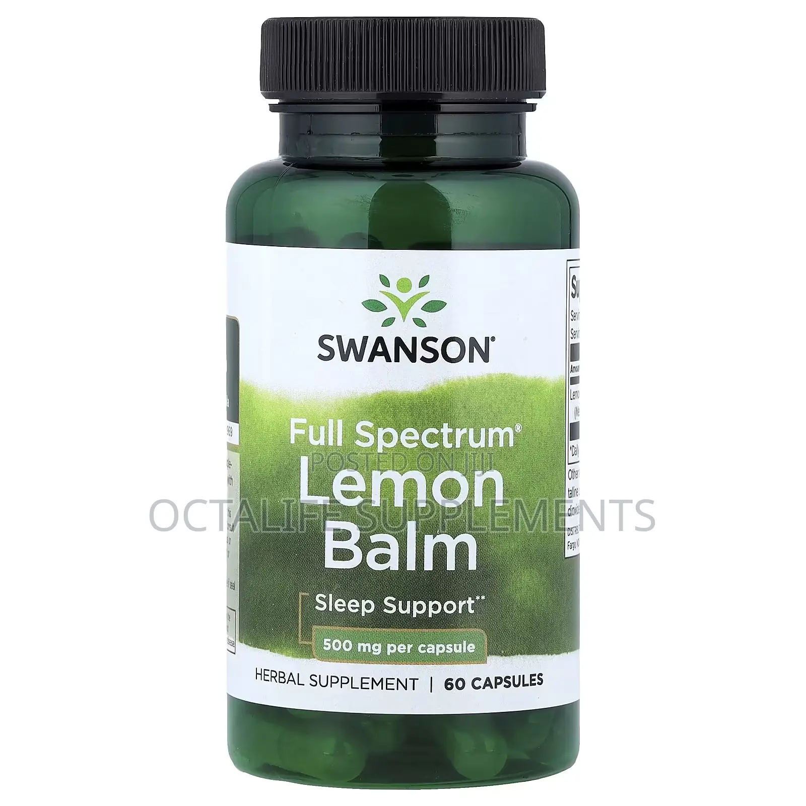 Swanson Vitamins, Full Spectrum, Lemon Balm, 500 Mg, 60 Capsules