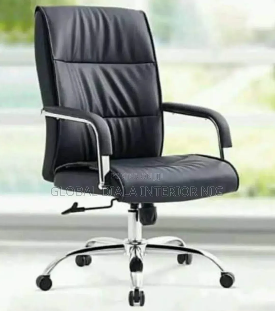 High-Back Black Leather Executive Office Chair