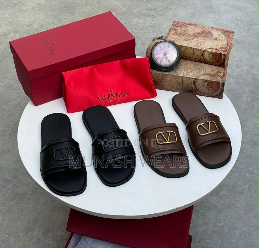 Valentino Leather Cover Palm Slipers 40-46