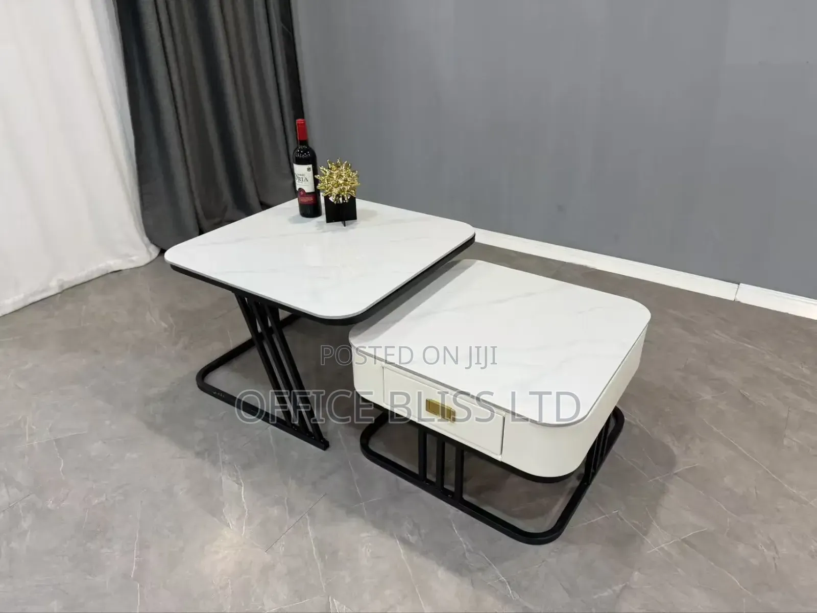 2 in 1 Extendable Morden Coffee Table With Slate Top Drawer