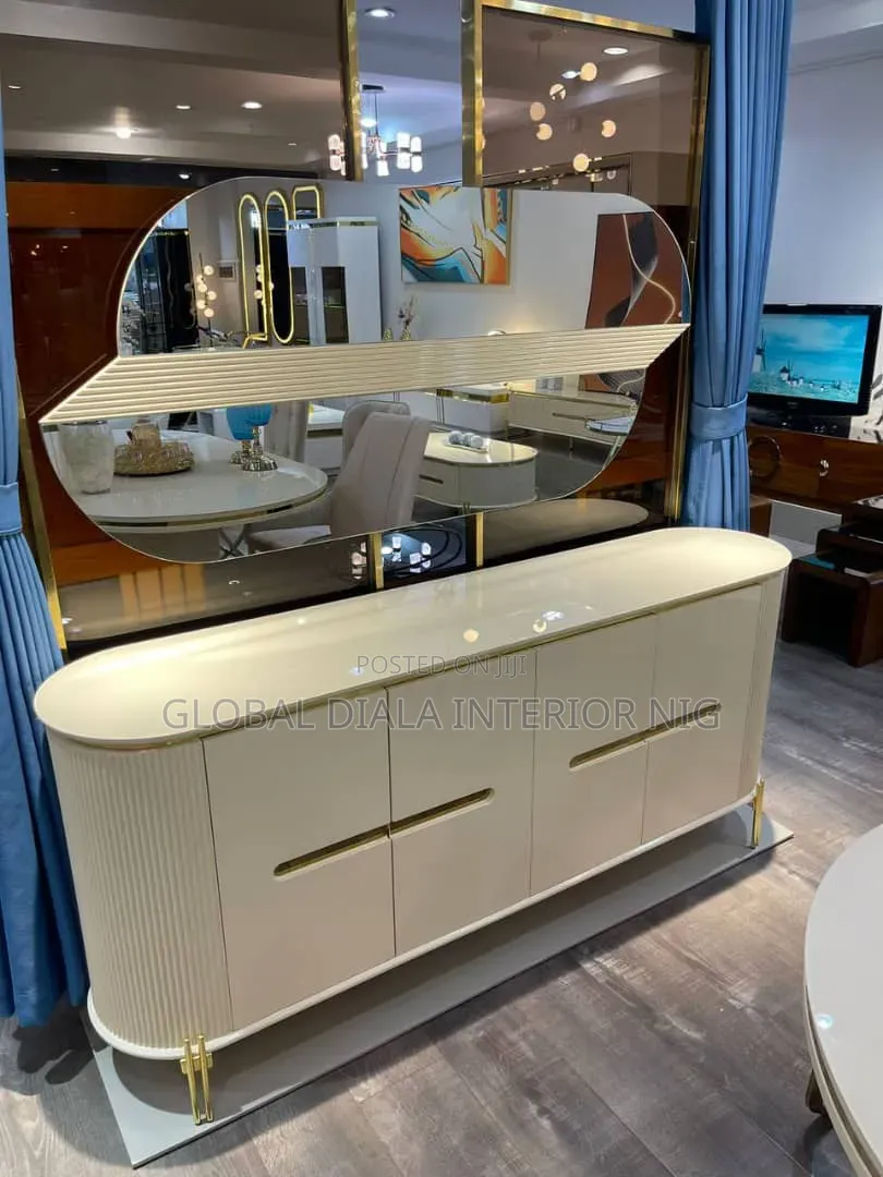 Luxury Cream Sideboard and Matching Oval Mirror Set