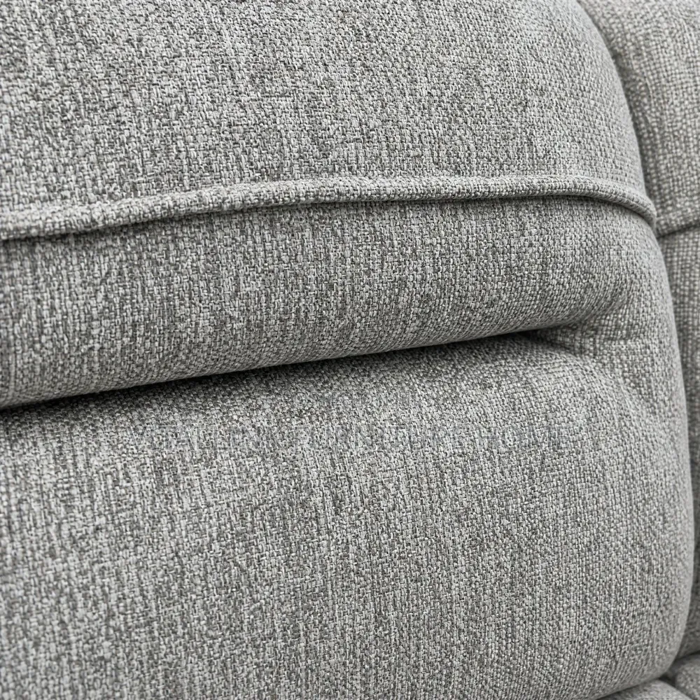 Luxury Plush Grey 2-Seater Sofa With Wooden Arm Accents FULL SET