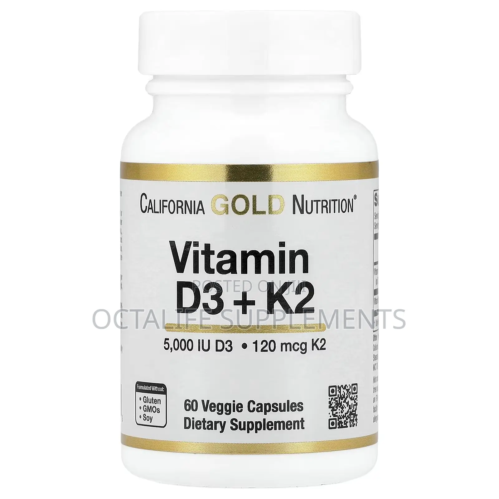 California Gold Nutrition, Vitamin D3 + as MK-7, 60 Veggie Capsules
