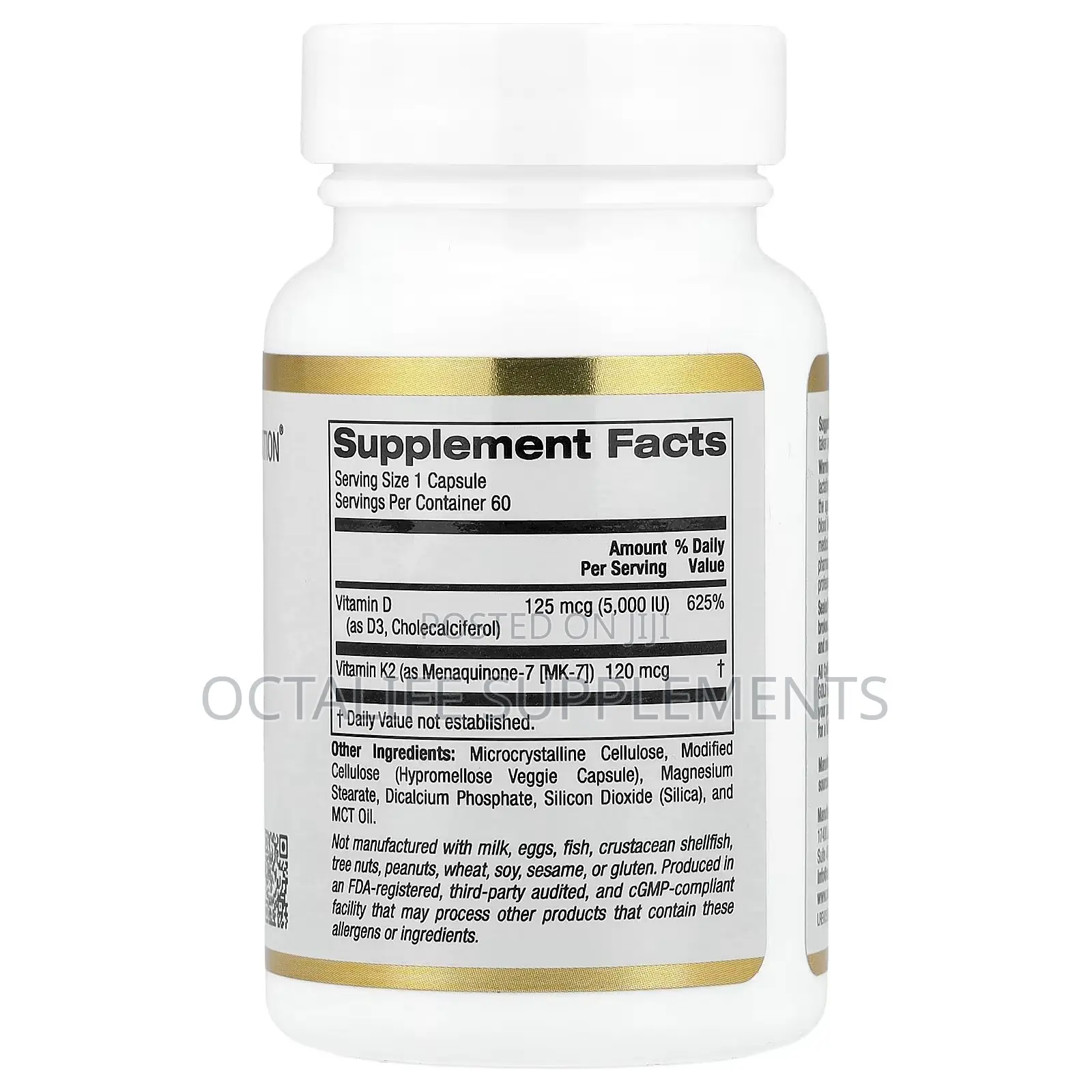 California Gold Nutrition, Vitamin D3 + as MK-7, 60 Veggie Capsules