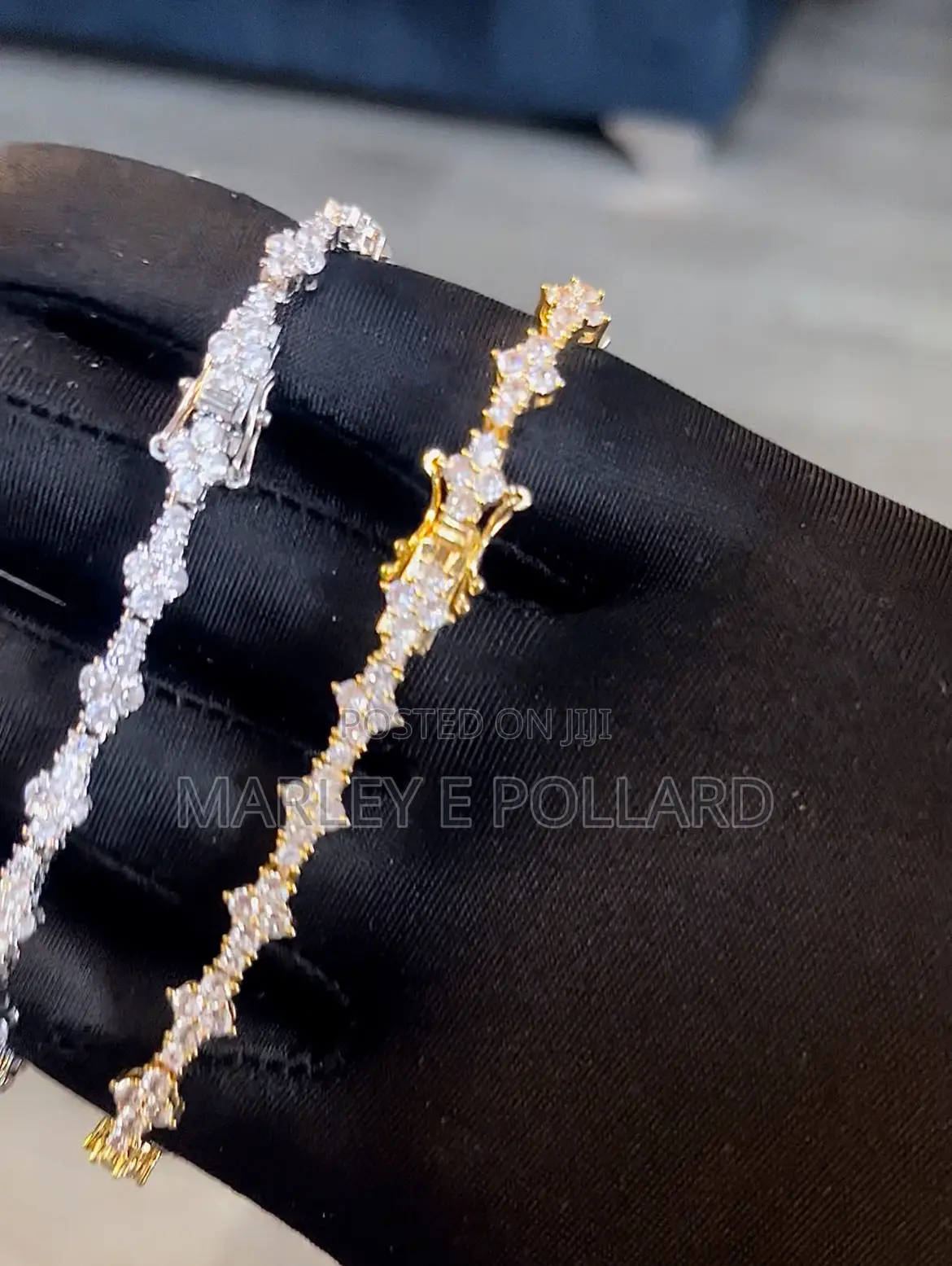 Zirconia Diamond Silver Cross Shaped Cluster Links Tennis Bracelet