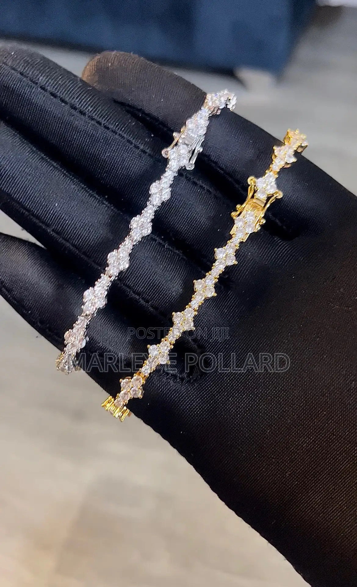 Zirconia Diamond Silver Cross Shaped Cluster Links Tennis Bracelet