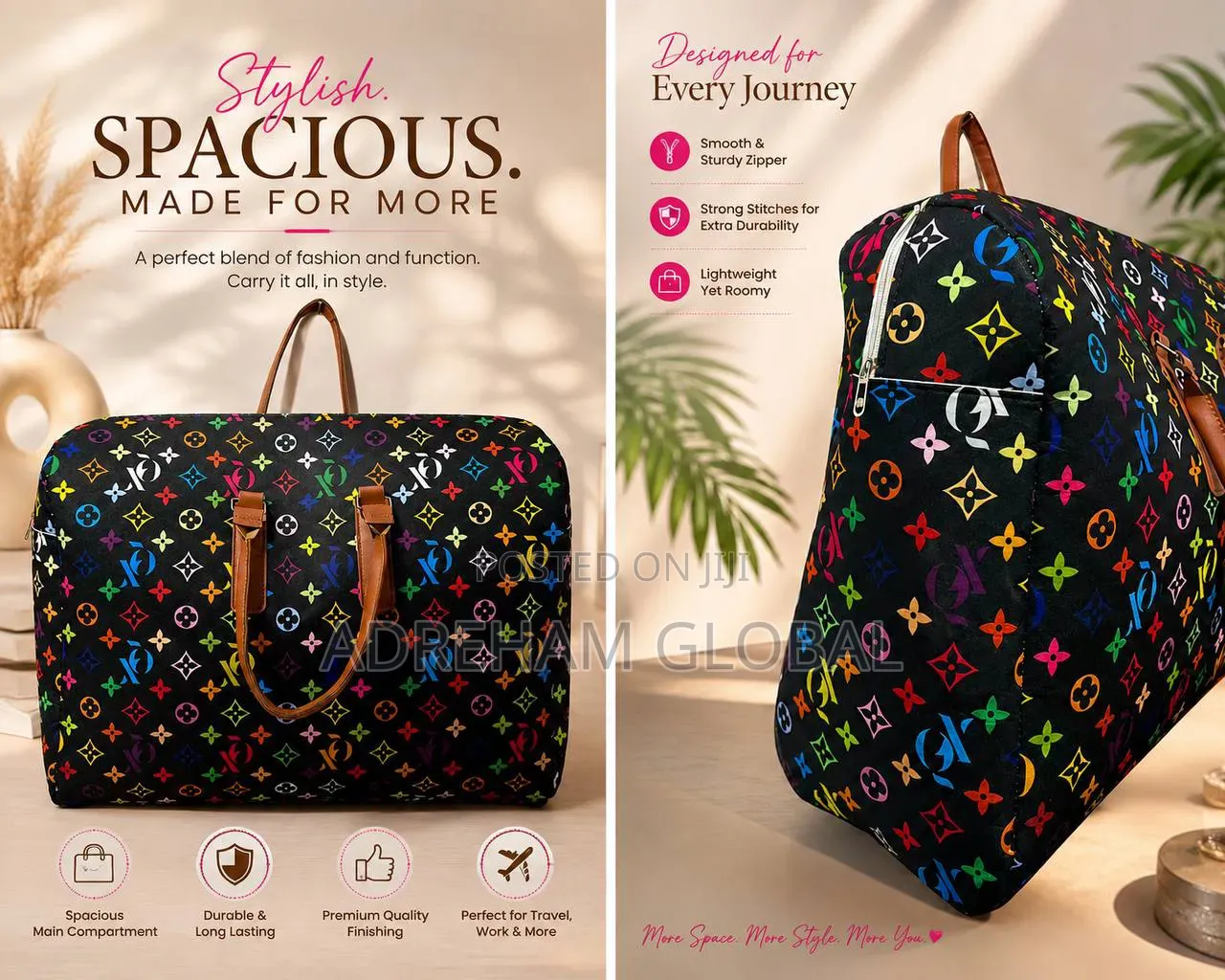 Felt Light Weight Material Stylish Cladsy Travel Bag With Long Handle