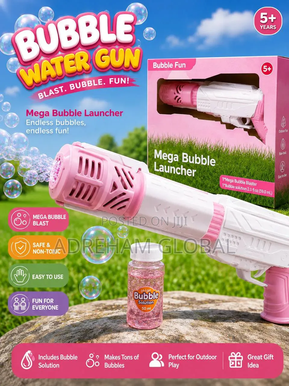 QUALITY LONG BUBBLE WATER GUN(Comes With a Bubble Water)