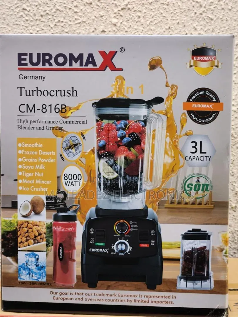 Euromax Germany 8000w Turbo Crush Commercial Blender/Juicer/Grinder