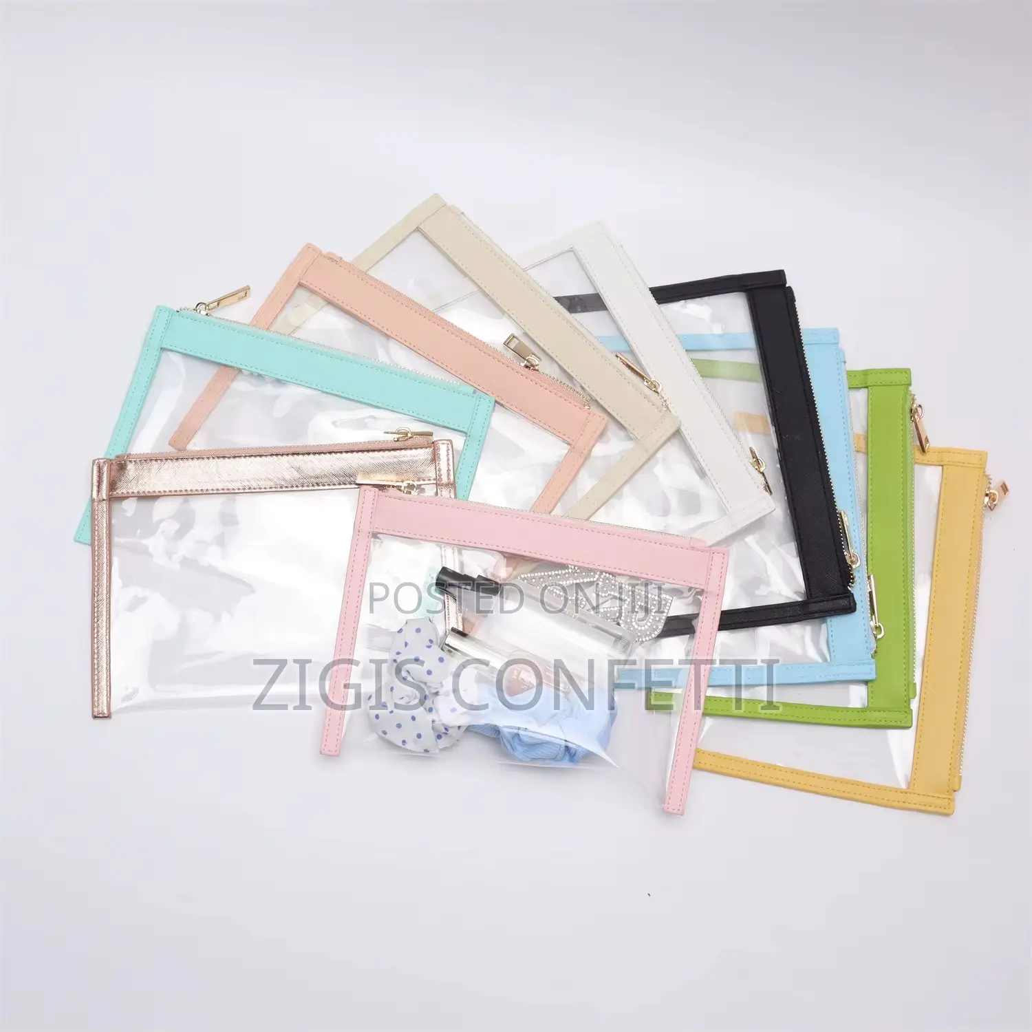 Clear PVC Pu Leather Zipper Pouch