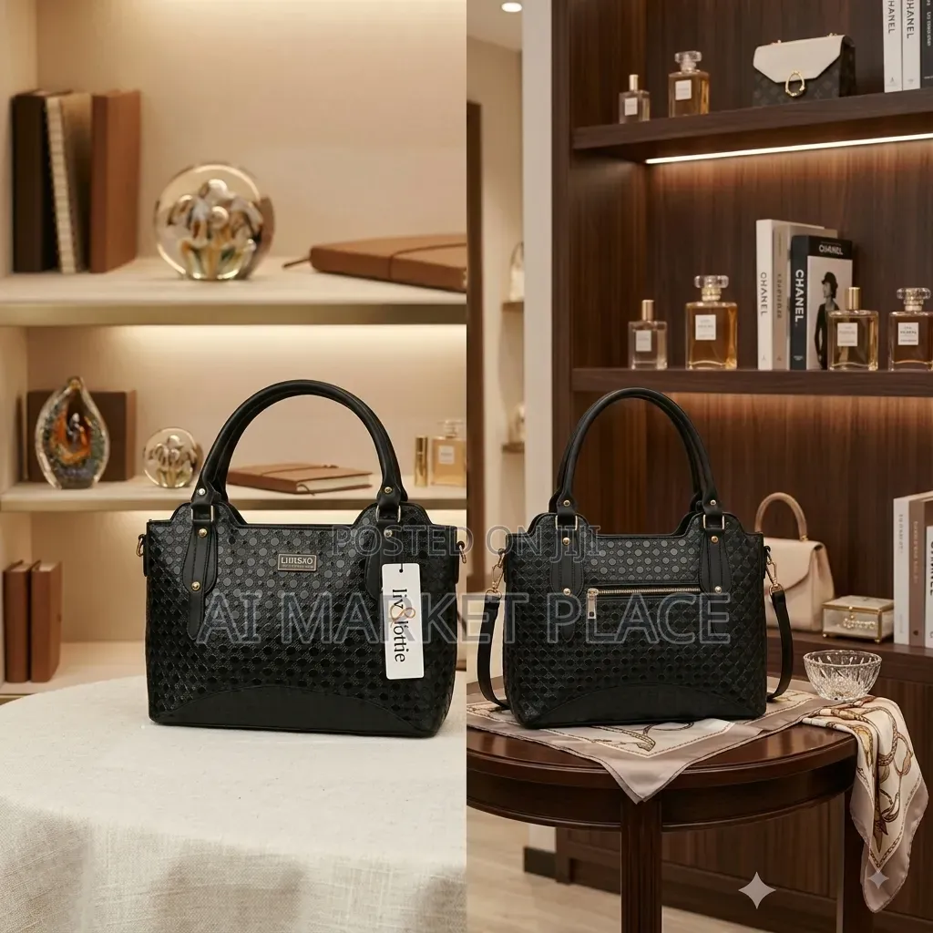 Black Geometric Embossed HandBag