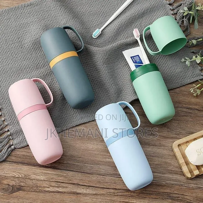 Portable Toothbrush and Toothpaste With Cup Handle