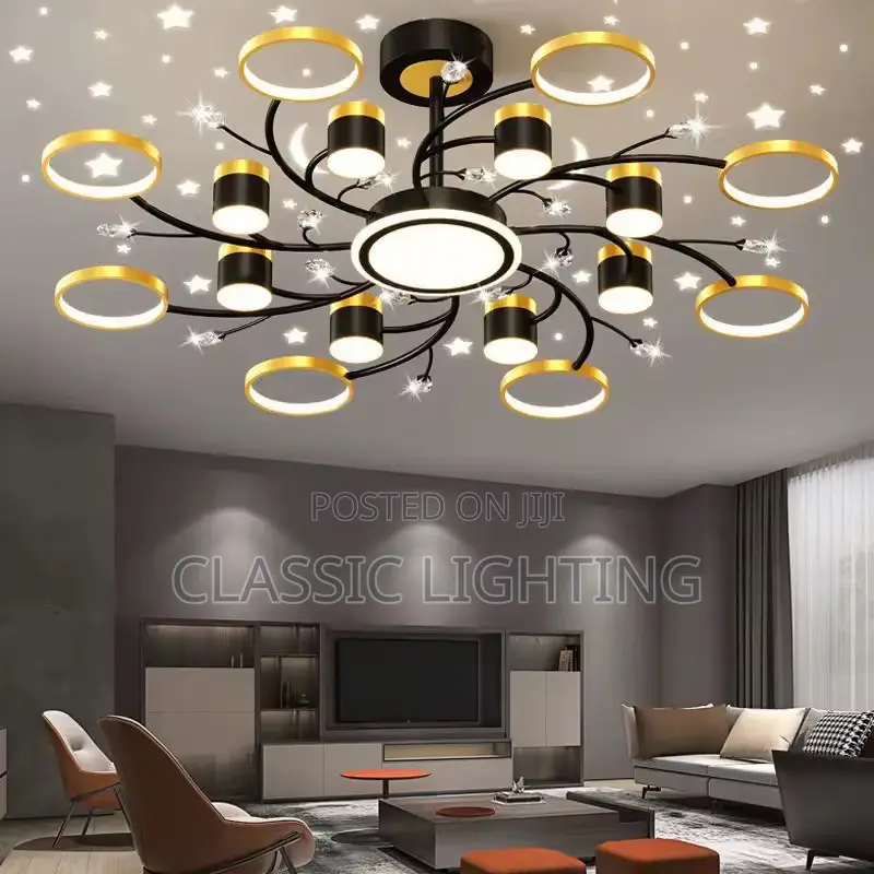 Modern Starry Sky Projection Remote Control Led Chandelier Living Room