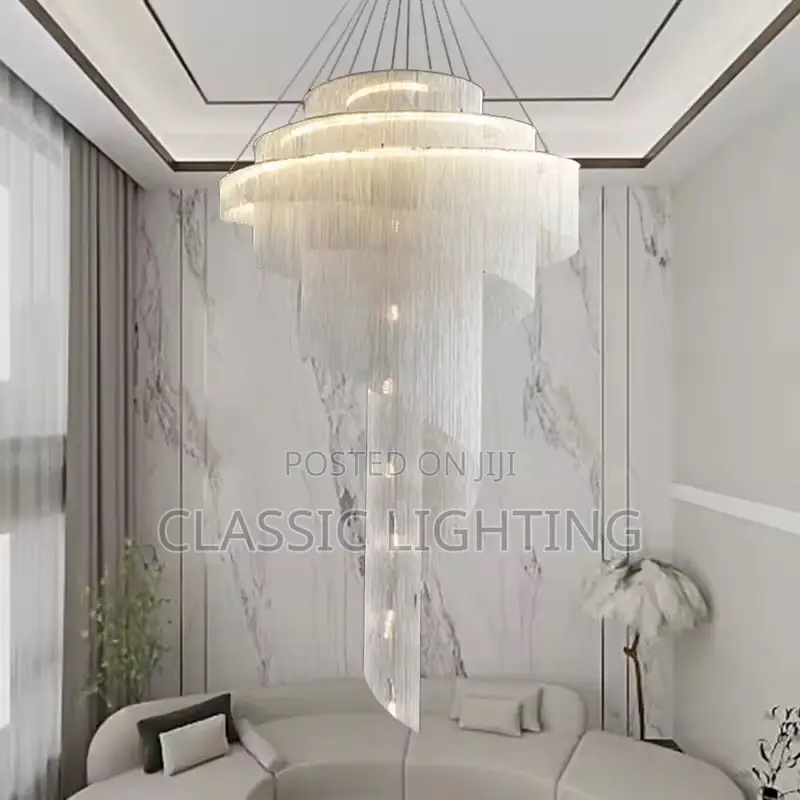 Large Long Chain Ceiling Chandelier Led Home Decoration Living Room