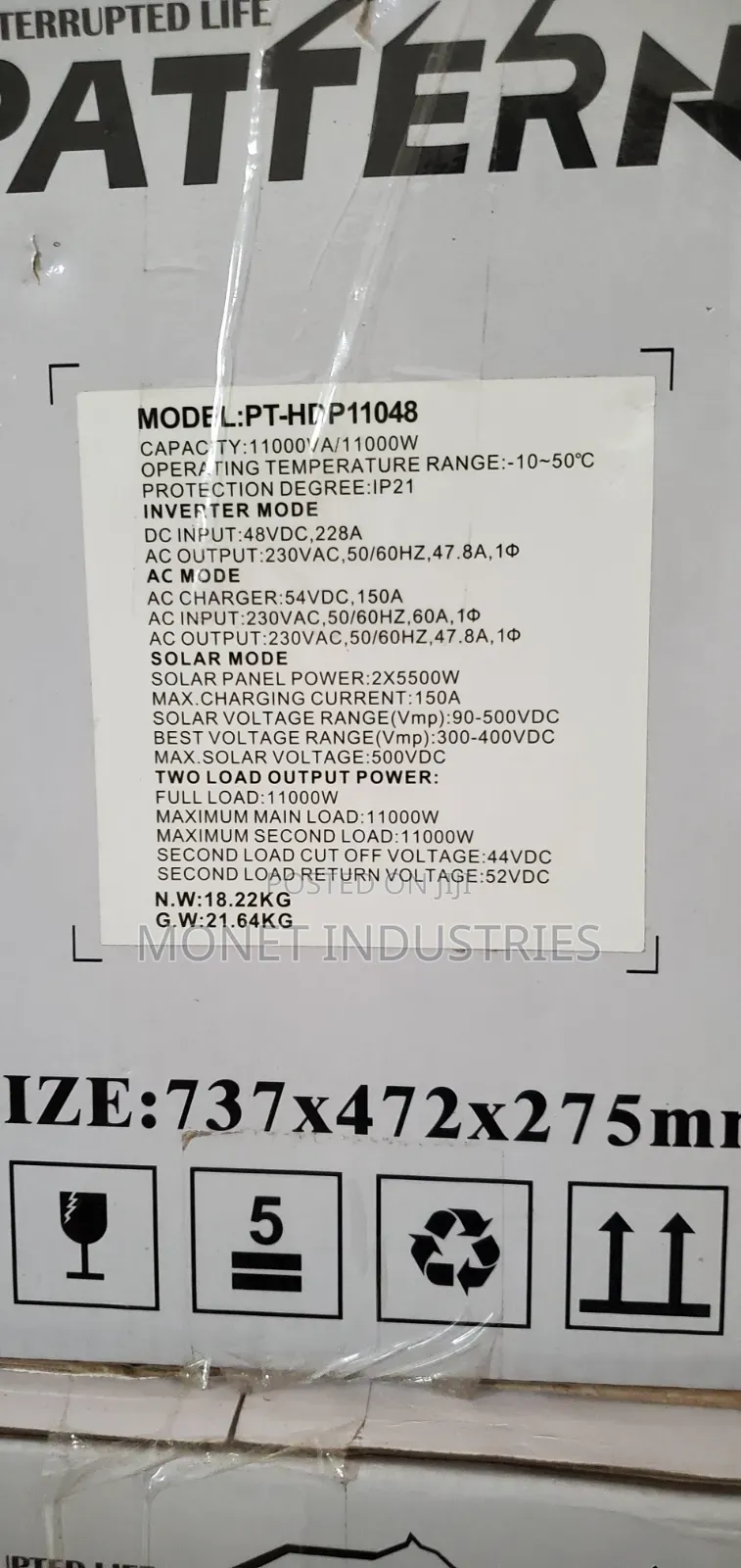 11kw 48v Pattern Pure Sine Wave Hybrid Inverter