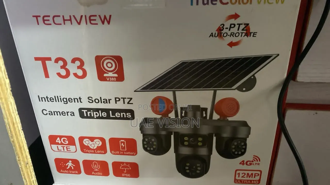 V380 3 Lens Solar Ai Camera 3-Auto-Rotae Full HD High Quality