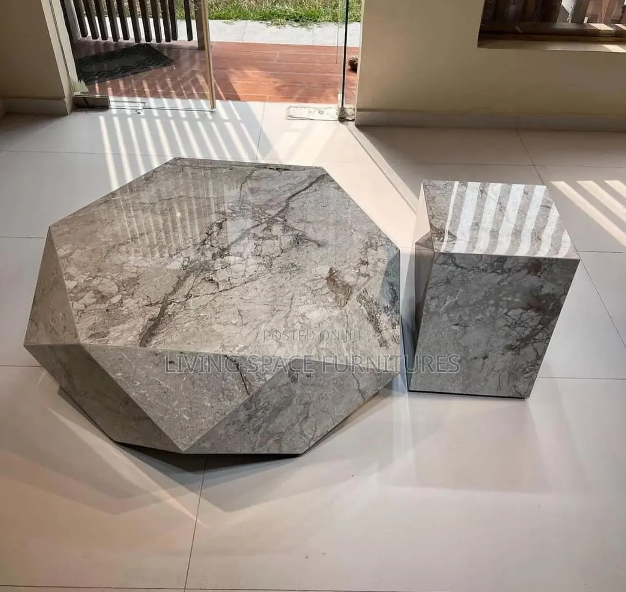 Marble Coffee Table 2in1 Set
