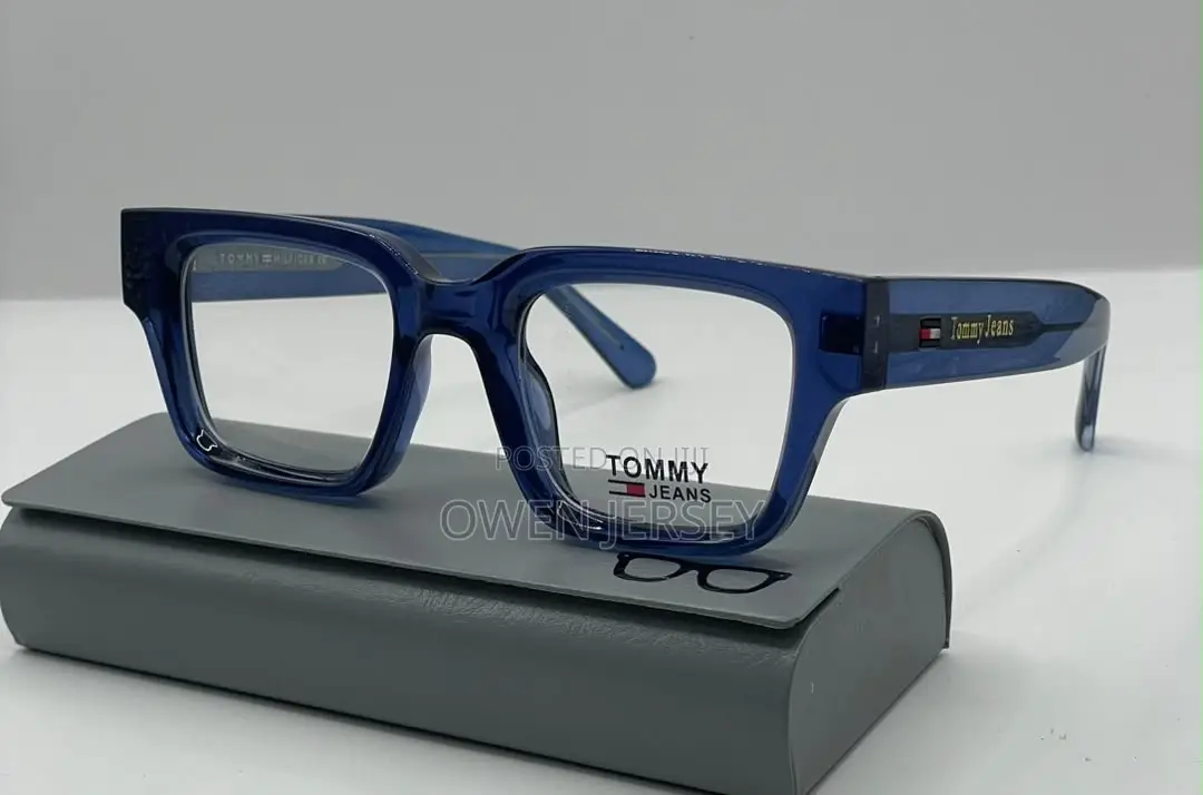 Tommy Jeans Classic Blue Square-Frame Eyeglasses.