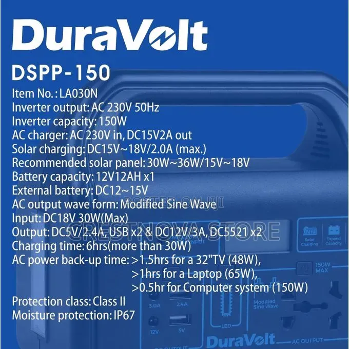 Duravolt 150W Solar Power Portable LED Lights 12V Battery