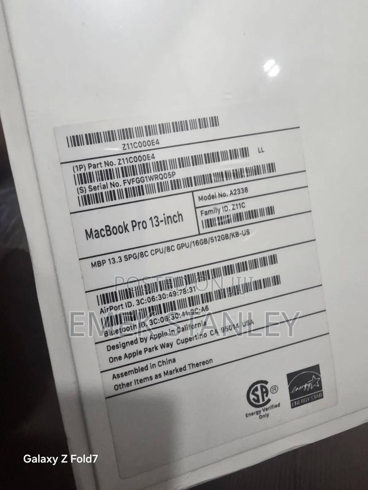 New Laptop Apple MacBook Pro 2021 M1 16GB Apple M1 Pro SSD 512GB