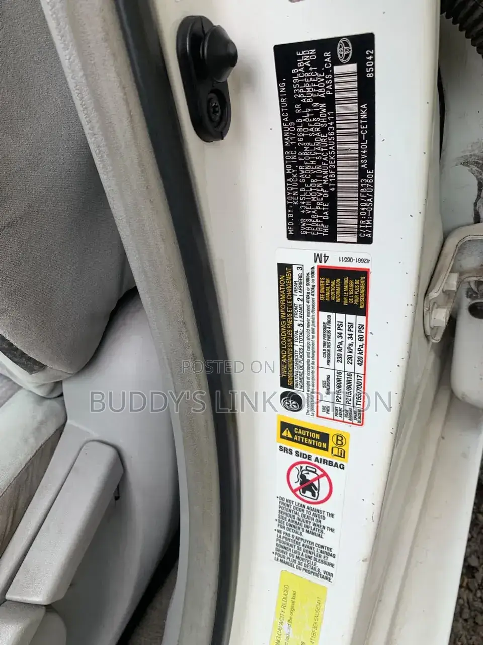 Toyota Camry LE 4dr Sedan (2.5L 4cyl 6AM) 2010 White
