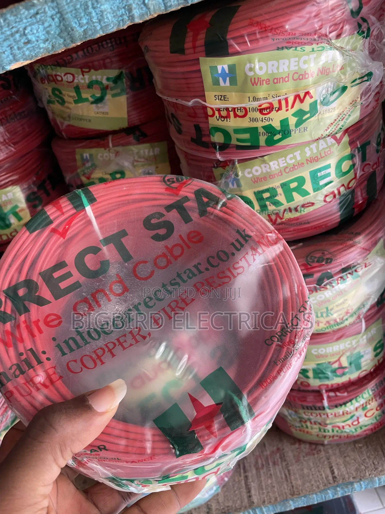Correct Star 1.0mm Single Core Nigerian Cable 100m - 100% Copper