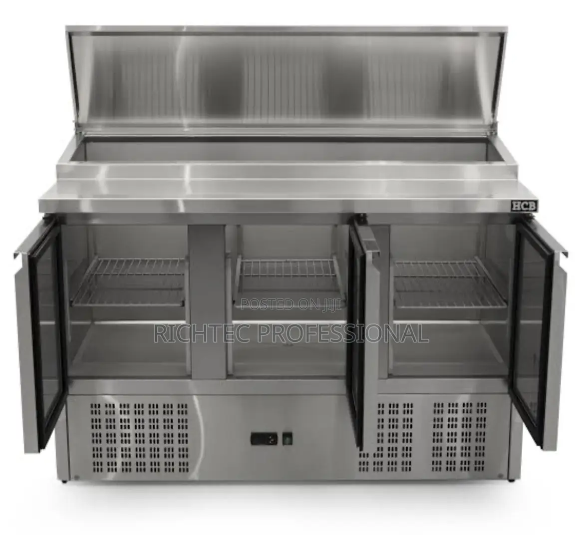 3-Door Pizza Prep Top Refrigerator / Counter Salad Bar Chiller